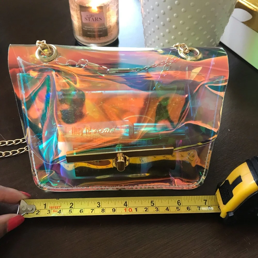 Holographic Crossbody Bag with Gold Chain - Picture 9 of 11